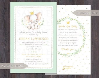 Elephant Gender Neutral Baby Shower Invitations, Thank You Notes, Favor Tags, Book Plate Stickers, Advice Cards and/or Envelope Seals