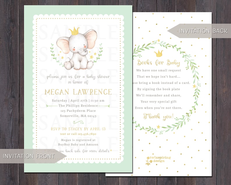 Elephant Gender Neutral Baby Shower Invitations Thank You Etsy