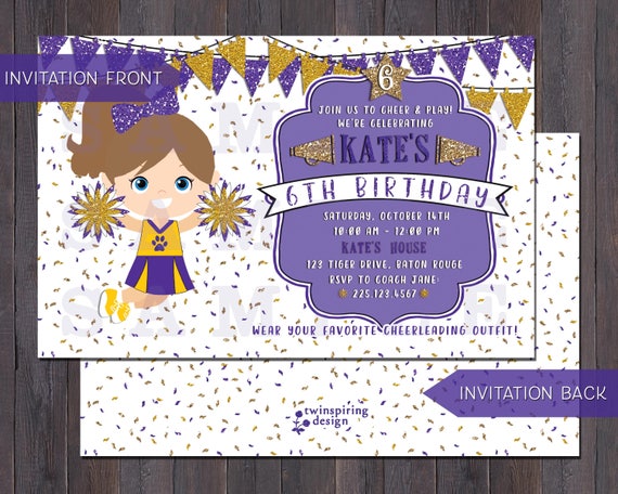lsu cheerleader birthday invitations
