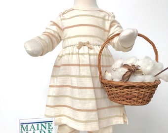 Organic Baby Clothes, Girl Dress, Natural colors