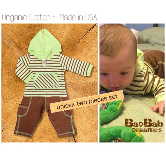 Organic Baby Clothing Hoodie Set Foresta Etsy