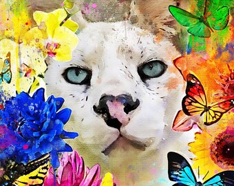 Serval Art - Cat aquarelkunst - Pharaoh Day Dreaming gematteerde print of galerijcanvas