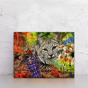 Bobcat Art - Lynx Artwork - Canvas Bobcat Watercolor Print - Nabisco Wonderland