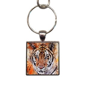 Tiger Key Chain - Key Ring - Key Organizer - Simba Tiger Watercolor Art