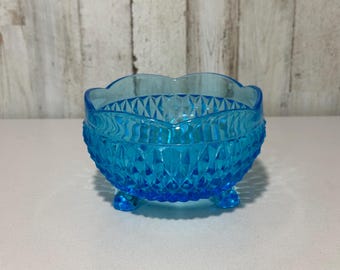 Indiana Glass Ciotola decorativa in vetro con tre piedini, piatto per caramelle, motivo a diamante