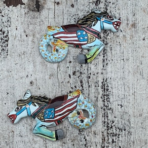 Sea Horse Ornament - Hand Painted Carousel Horse Medallion