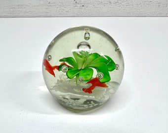 Fermacarte in vetro - Fiore e pesce in vetro artistico - Sfera in vetro soffiato a mano - Regalo decorativo per ufficio