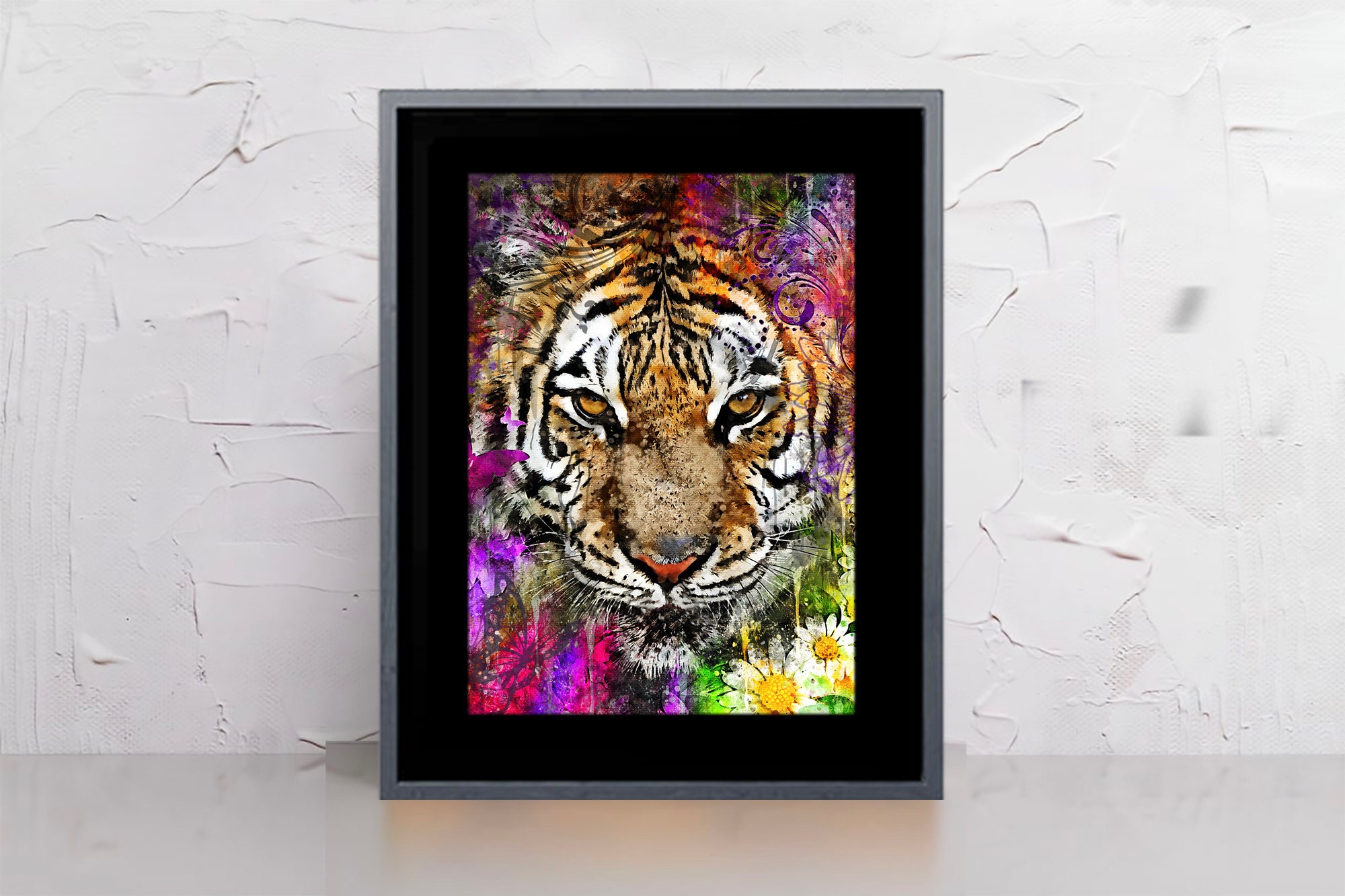 Tiger Painting Wildlife Artwork Cat Watercolor Aria | Etsy