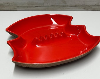 Posacenere vintage in ceramica a forma di foglia, stile Mid-Century Modern, vassoio per fumatori in ceramica, stile Atomic Era, stile retrò MCM Home Decor