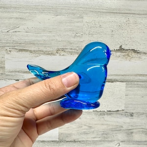 Bluebird of Happiness - Blue Glass Bird - Bird Figure - Midcentury Bird Art