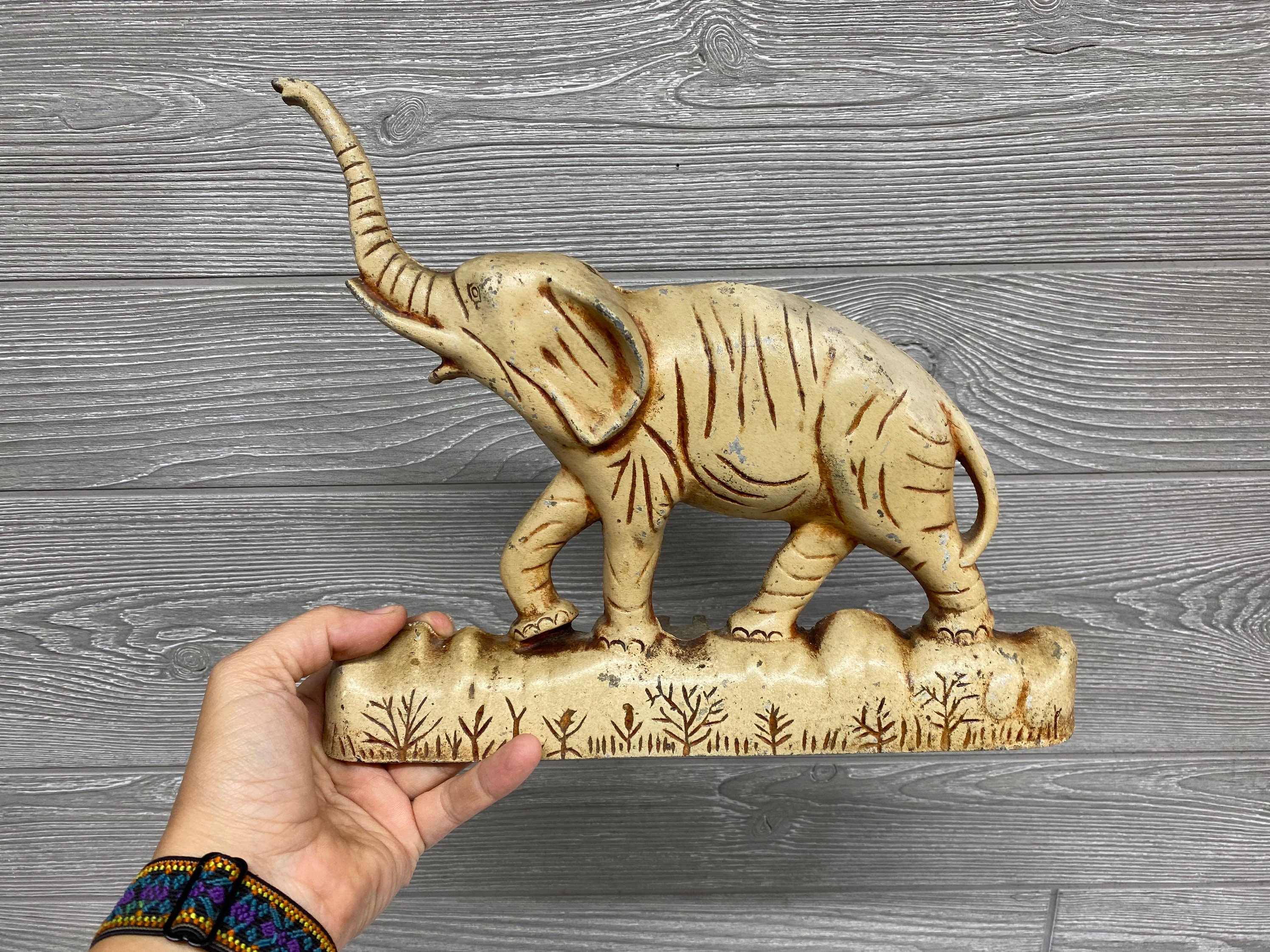 Iron Elephant Cast Iron Elephant Door Stop Antique Etsy UK