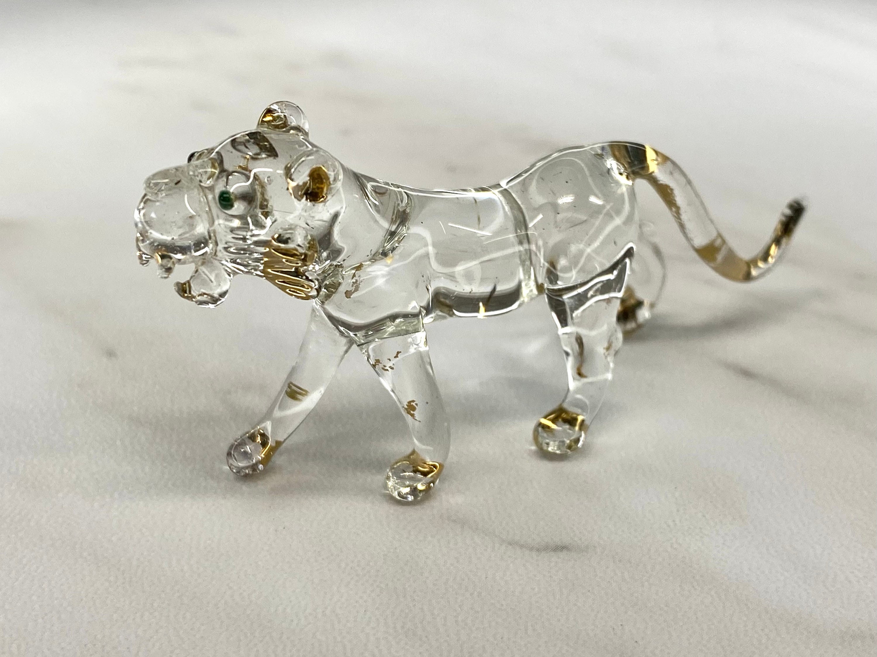 Glass Tiger Miniature Hand Made Glass Tiger Sculpture Tiny Etsy