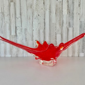 Murano Art Glass Bowl - Stretch Glass - Amberina Glass Art - Italian Glass Bowl - Collectible Art Glass