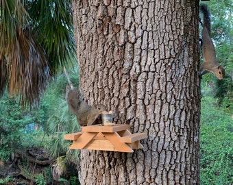 Squirrel Furniture - Mesa de picnic squirrel con cubo alimentador