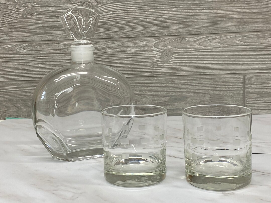 Glass Decanter and Rocks Glass Set Italian Marqui Glass Decanter