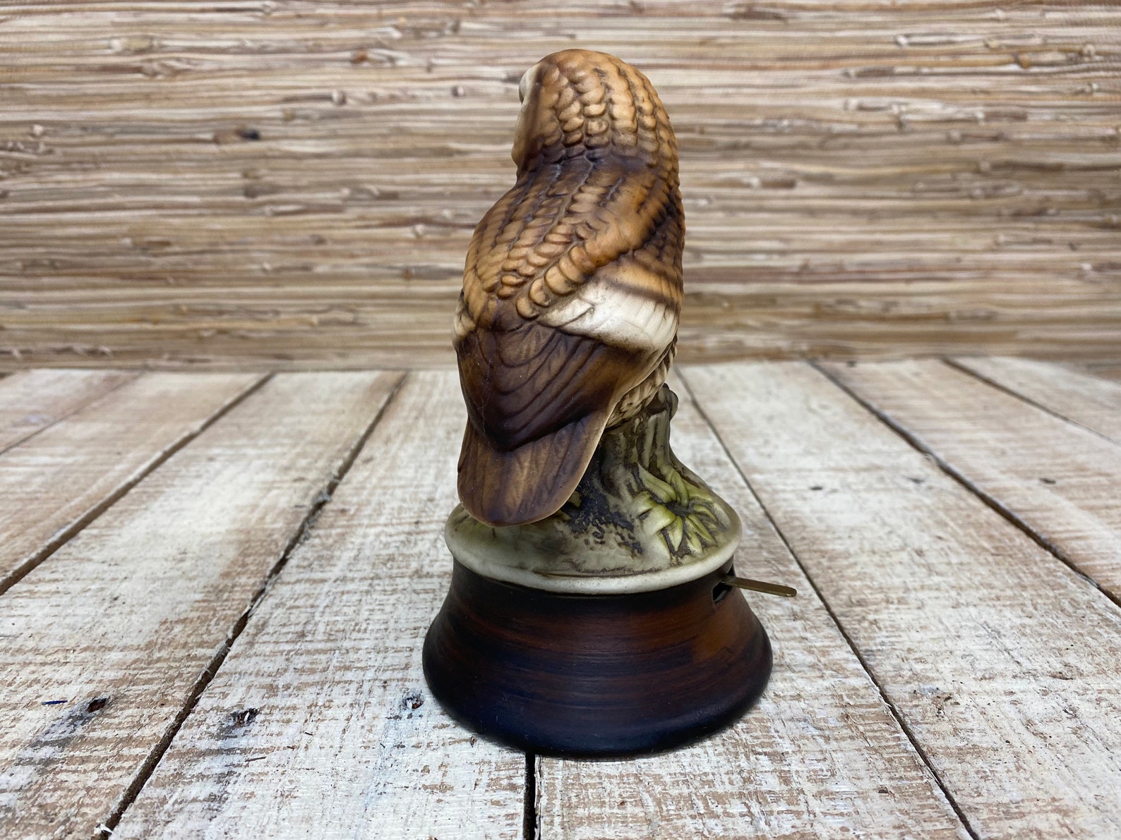 Owl Musical Figurine Vintage Owl Statuette Japanese Owl Etsy