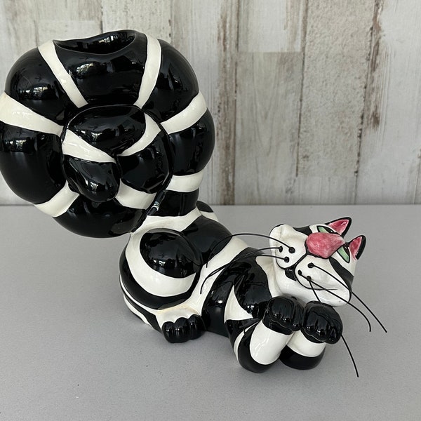 Cat Votive Holder - Clancy Cat Fogurine - Unique Tea Light Holder - SWAK Ceramic Cat