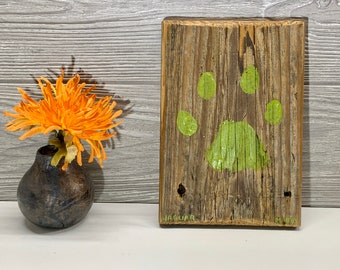 Jaguar Art - Jaguar Paw Print - Reclaimed Wildcat Clawed Wood