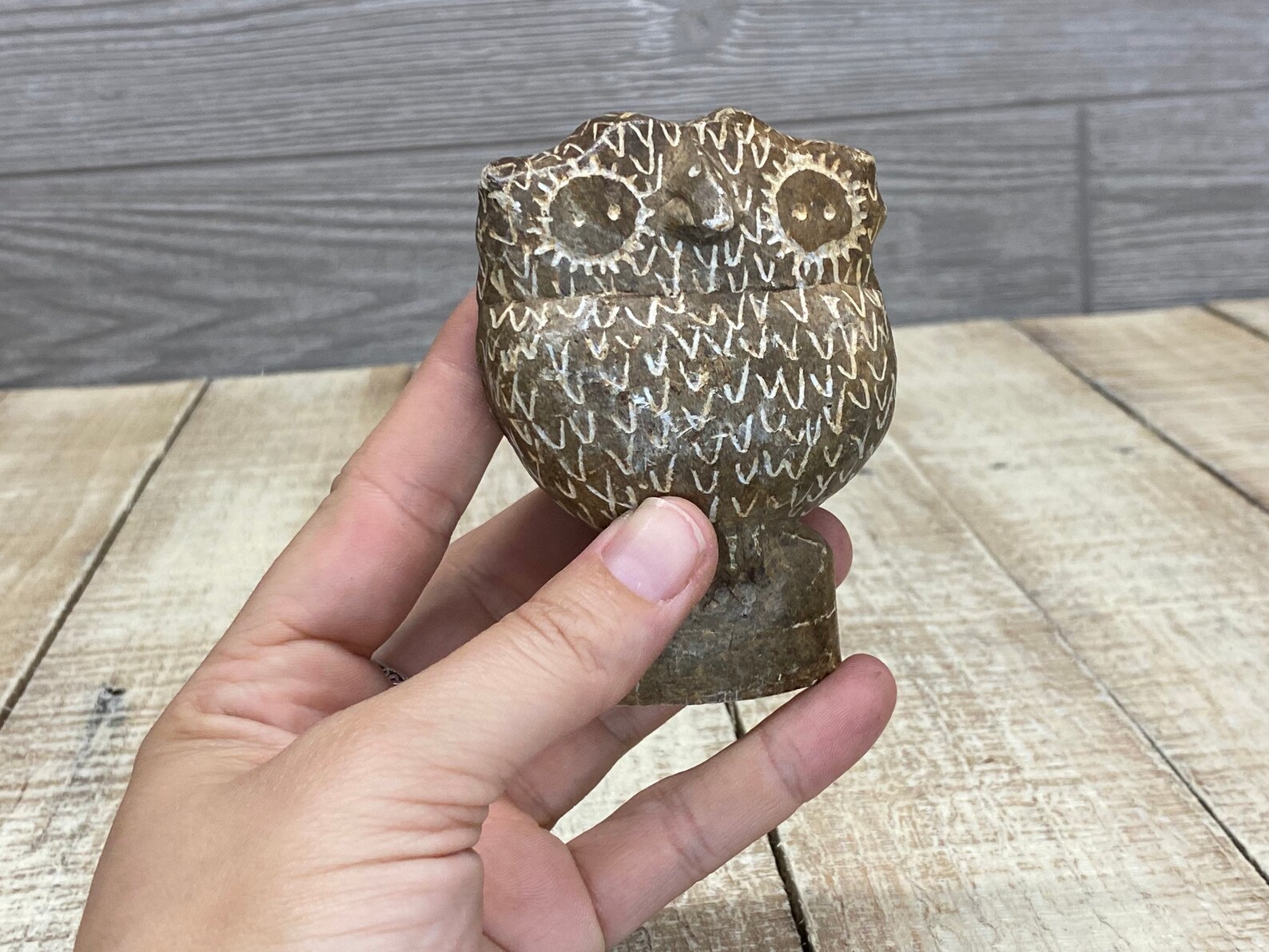 Owl Figurine Soapstone Owl Owl Folk Art Etsy