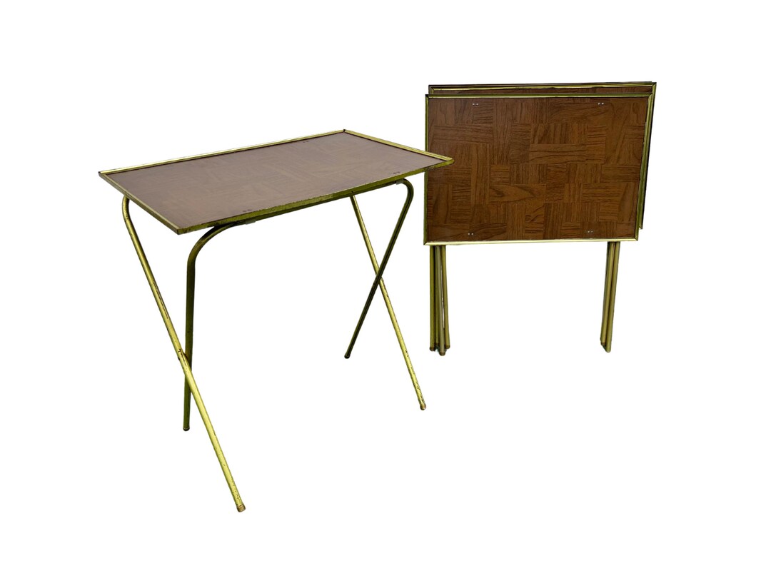 TV Trays Vintage TV Tray Set Midcentury Furniture Etsy
