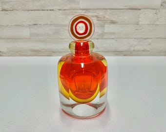 Bottiglia di profumo vintage in vetro colorato di Murano Sommerso