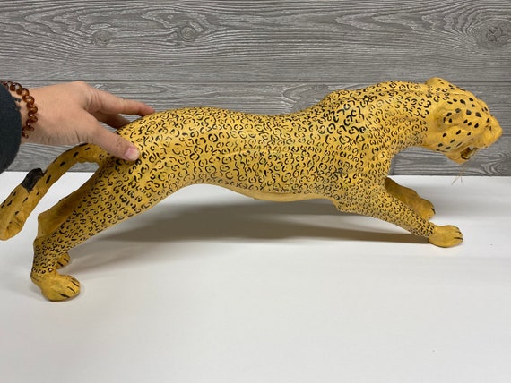 Leopard Sculpture 1970s Leather Wrapped Leopard Statue Leopard Figure 