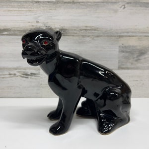 MCM Black Panther - Midcentury Leopard Statue - Leopard Sculpture - Jeweled Leopard