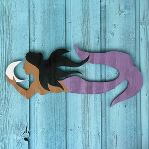 Mermaid Wall Hanging - Wood Mermaid Sign - Mermaid Tail Art - Outdoor Decor
