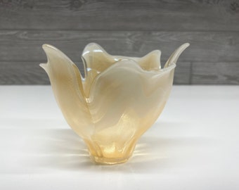 Murano Style Glass Art Bowl - Plat en verre de forme libre - Bol en verre étiré