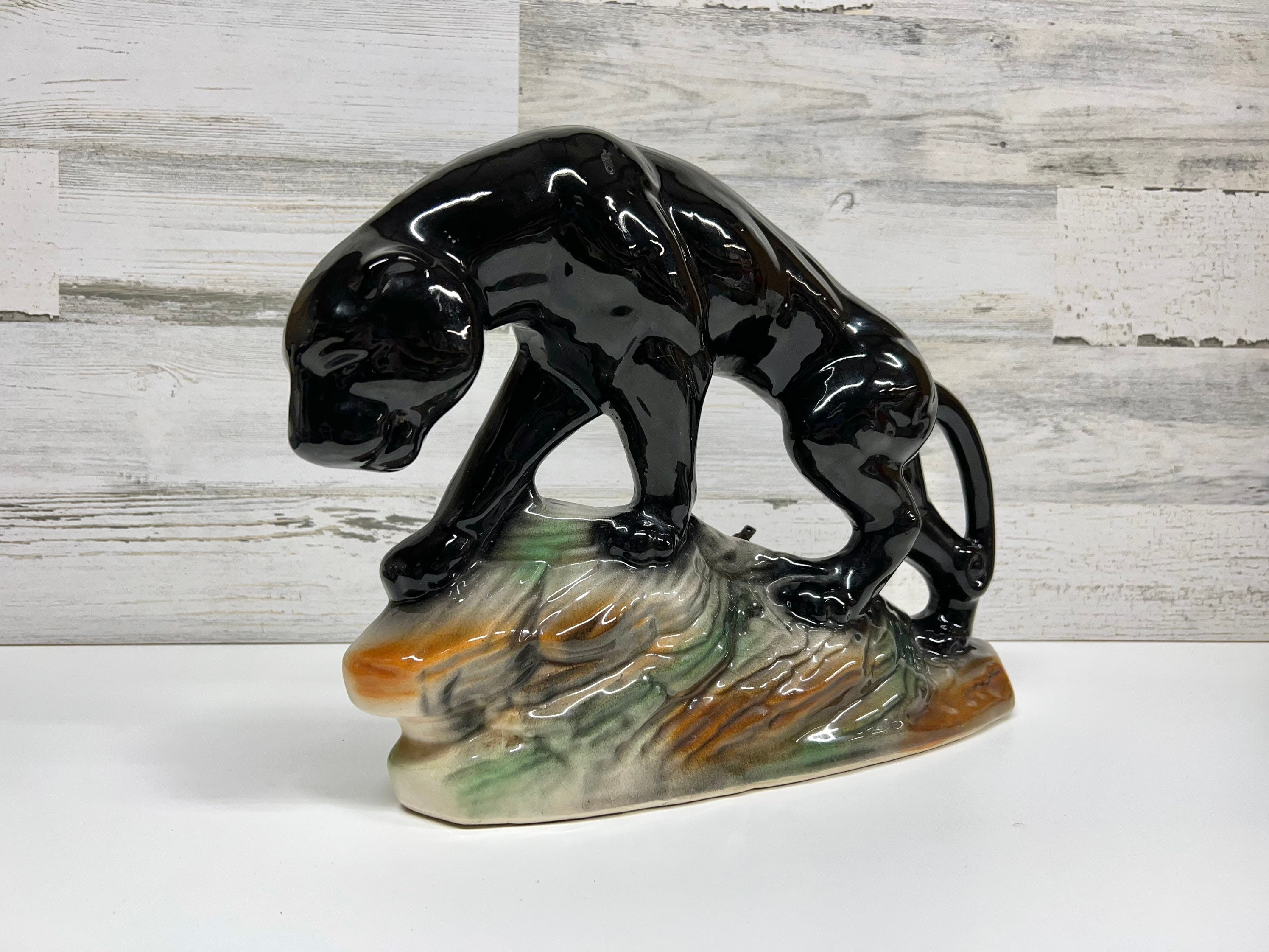 Antique black panther lamp deals