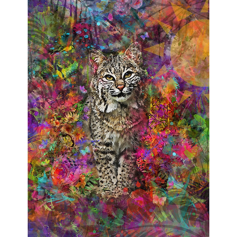 Bobcat Art - Wildlife Painting - Lynx Watercolor - Summer Sunshine ...
