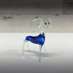 Ram Figurine - Glass Art Animals - Blown Glass Hoof Stock - Vintage Ram Art