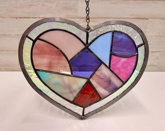 Acchiappasole a forma di cuore in vetro colorato fatto a mano, da appendere alla finestra, regalo artigianale di San Valentino e decorazione per la casa