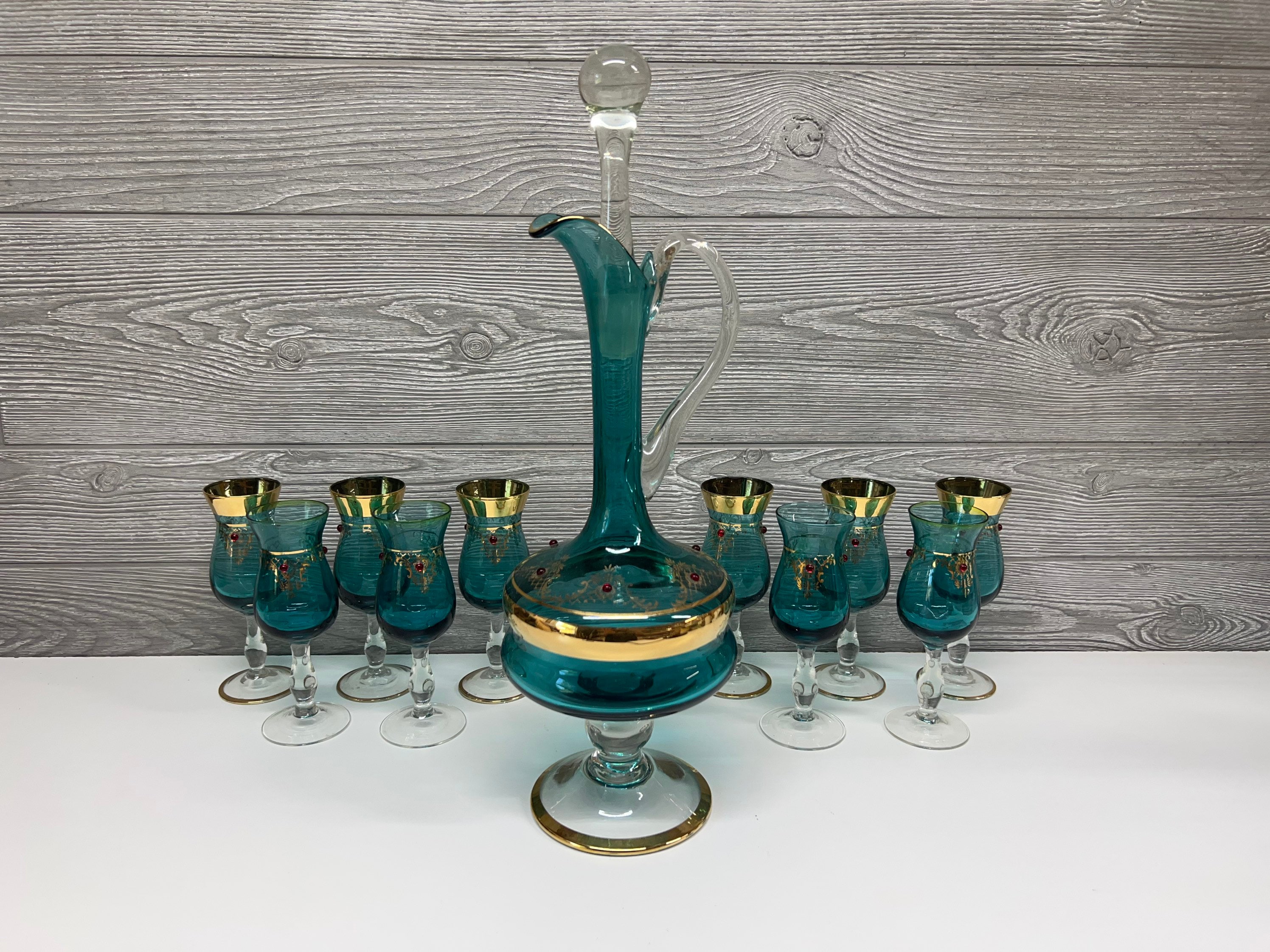 Decanter vintage Decanter per vino e set di bicchieri Bicchieri in vetro  artistico di Murano Bottiglia Genie -  Italia