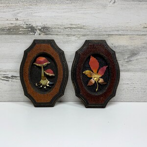Midcentury koperkunst - brutalistische set koperen herfstbladeren en paddenstoelen - MCM Wall Art