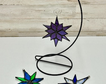 Ornamento a forma di stella in vetro colorato, acchiappasole in vetro fatto a mano, stella morava, decorazione colorata da appendere alla finestra, ornamento natalizio, regalo