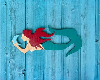Arte de sirena - Letrero de madera de sirena - Regalos de sirena