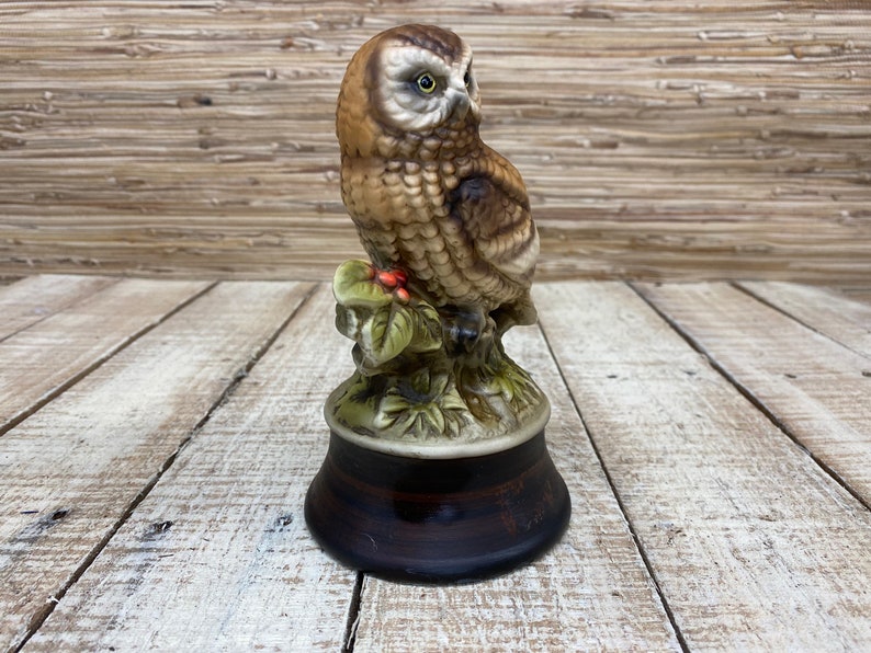 Owl Musical Figurine Vintage Owl Statuette Japanese Owl Etsy