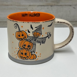 Halloween Pumpkin Coffee Mug Halloween Glassware Halloween Kitchenware Vintage Inspired Halloween Scarecrow