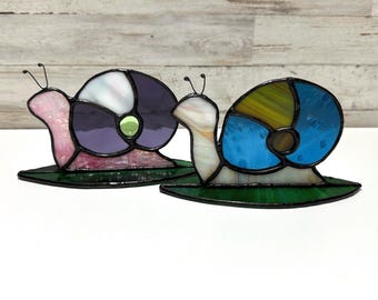 Acchiappasole a forma di lumaca in vetro colorato, decorazione da giardino fatta a mano, arte in vetro stravagante, lumaca, regalo naturale Cottagecore