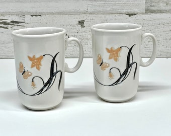 Juego de tazas con diseño de mariposas, tazas de café, tazas de té, regalos de mariposas, cristalería vintage con diseño de mariposas, tazas con flores