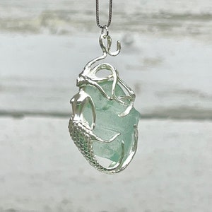Mermaid Charm - Sea Glass Jewelry - Sea Foam Caribbean Sea Glass - Mermaid Jewelry