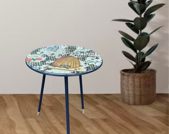 Side Table - Midcentury Furniture - Decorative Accent Table - Honey Bee Table - Honeycomb