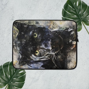 Panther Laptop Sleeve - Colorful Wildcat Laptop Case - Slim Laptop or iPad Sleeve with Zipper - Jinx