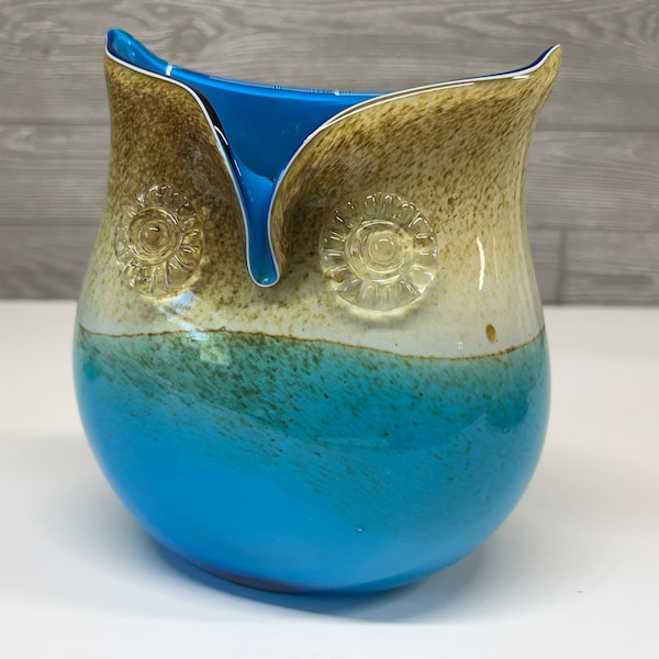 Blenko Style Owl - Vintage Owl Sculpture - Owl Art Glass