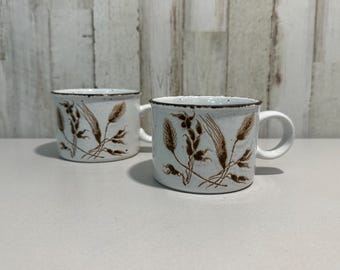 Tazze da caffè vintage in gres, set di tazze da caffè con grano, utensili da cucina vintage con grano, set di tazze da tè con grano