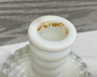 ホブネイルボトル - 白と透明のフェントンガラス香水瓶 - 装飾ガラス 