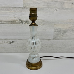 Fenton Lamp - Vintage Glass Lamp - Coin Dot Fenton