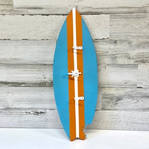 Surfboard Key Hook - Purse Storage - Wall Hook Set - Beach Bathroom Decor - Patio Towel Holder - Retro Surfboard
