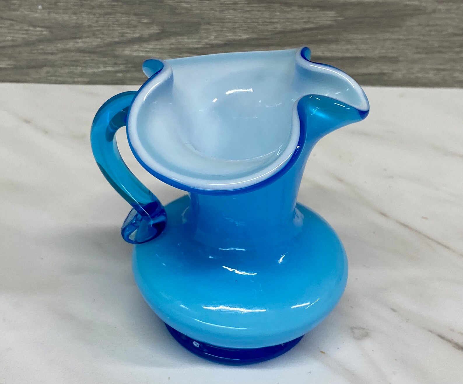 Fenton Blue Glass Pitcher Vintage Blue Cased Pitcher with Etsy